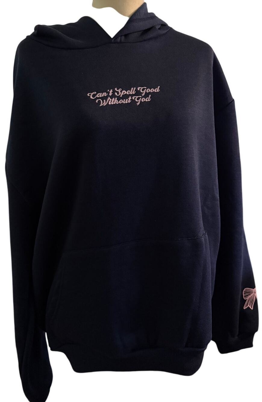 Faith Based Coquette Bow Graphic Hoodie, Christian, Women's Size Large, NWT